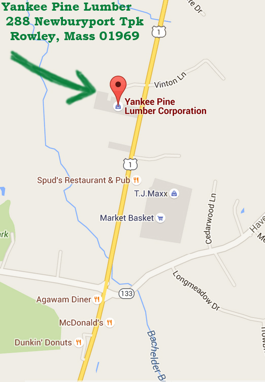 Yankee Pine Lumber Directions Map